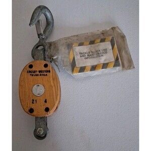 Vintage Crosby Western 21-4 Pulley Block & Tackle Wheel Pulley TULSA OKLA. TOOL